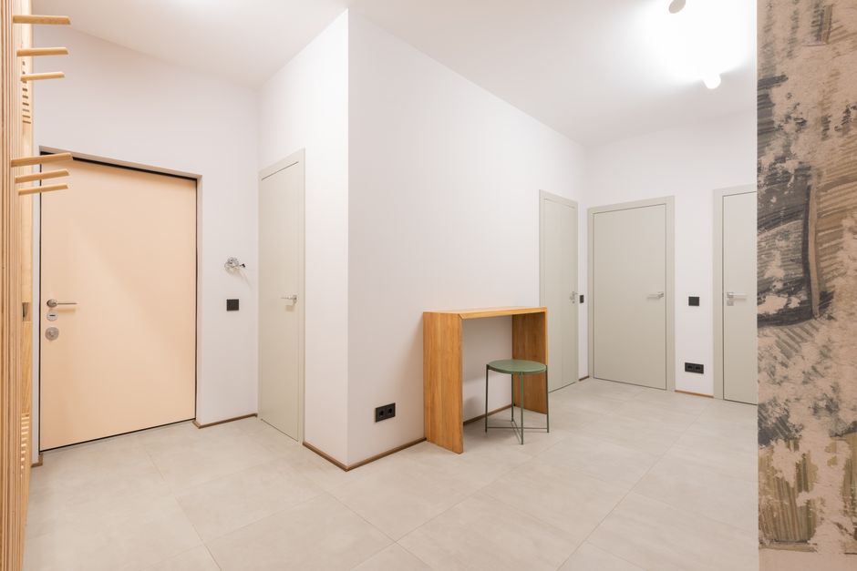 White modern interior door installed in a contemporary home