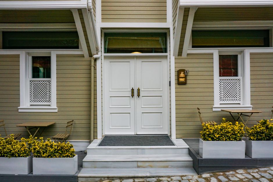 Modern beautiful entry door installed on a home